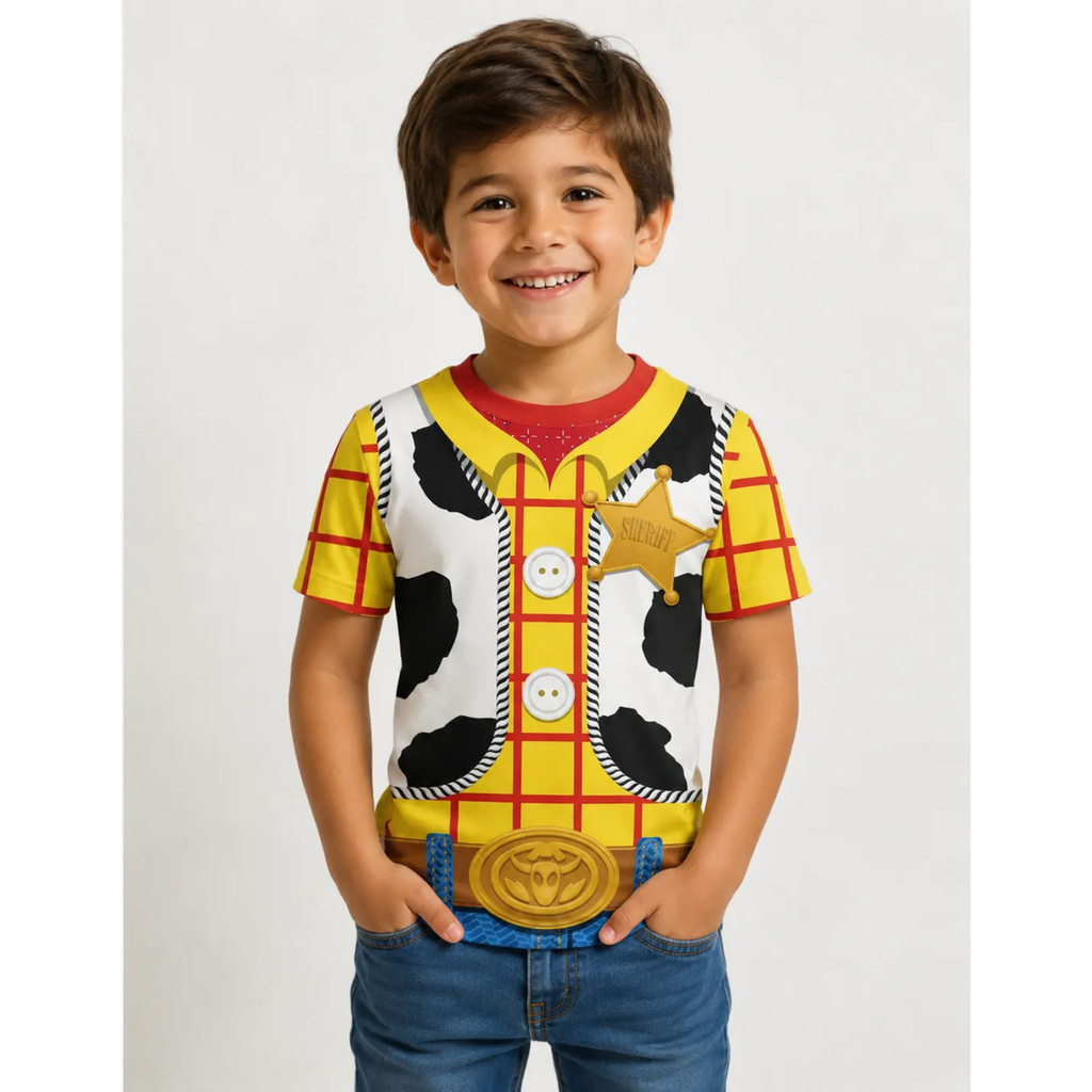 Camiseta Infantil Woody Toy Story Fantasia | Dryfit Premium