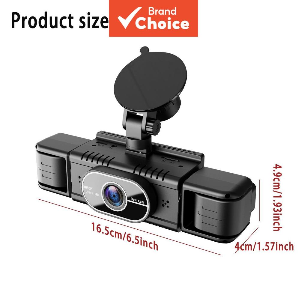 Dashcam de três canais, tela IPS de 3 polegadas, gravação frontal, esquerda e direita em Full HD 1080p, função de visão