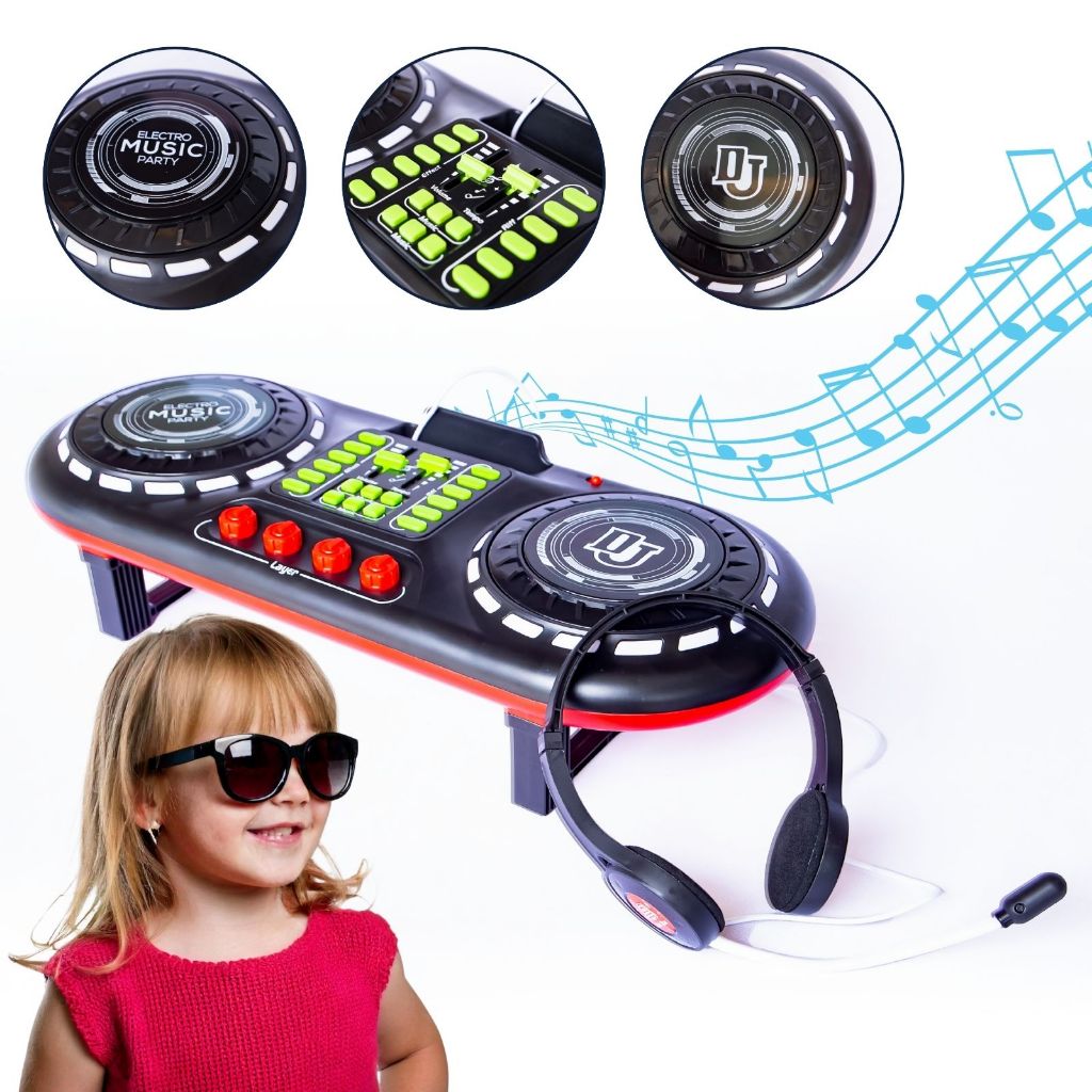 DJ Mixer Infantil Com Fone Brinquedo Mesa Controladora Simulador Luz e Som