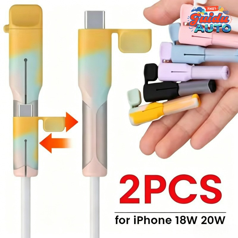 Protetor De Cabo De Plástico De Silicone Durável | Universal De 2 Unidades Para Android Dual USB-C , Proteção Decorativa
