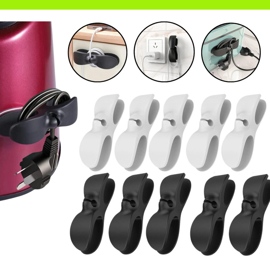 Kit Organizador de Cabos Adesivo Silicone Dual Home Branco Fios
