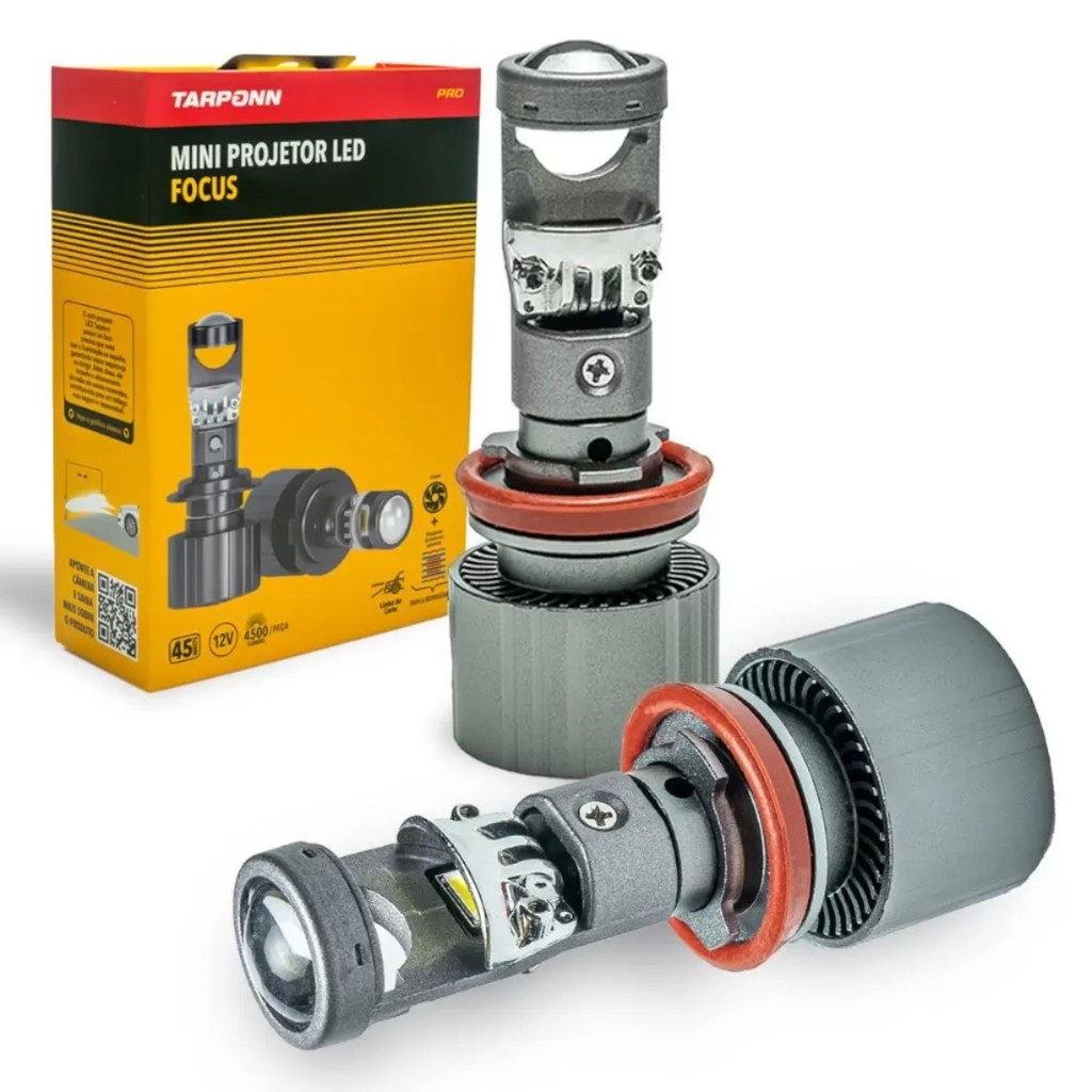 Lâmpada Led Projetor Focus Pro H8, H9, H11, H16-A 4500LM 45W Canbus Tarpon para Farol de Carro