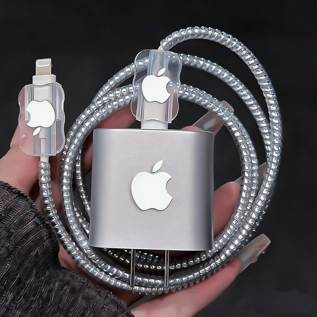 Adequado para Carregador de Apple iPhone 14/13/16, Capa Protetora Prateada, Conjunto Anti-quebra e Resistente a Impactos