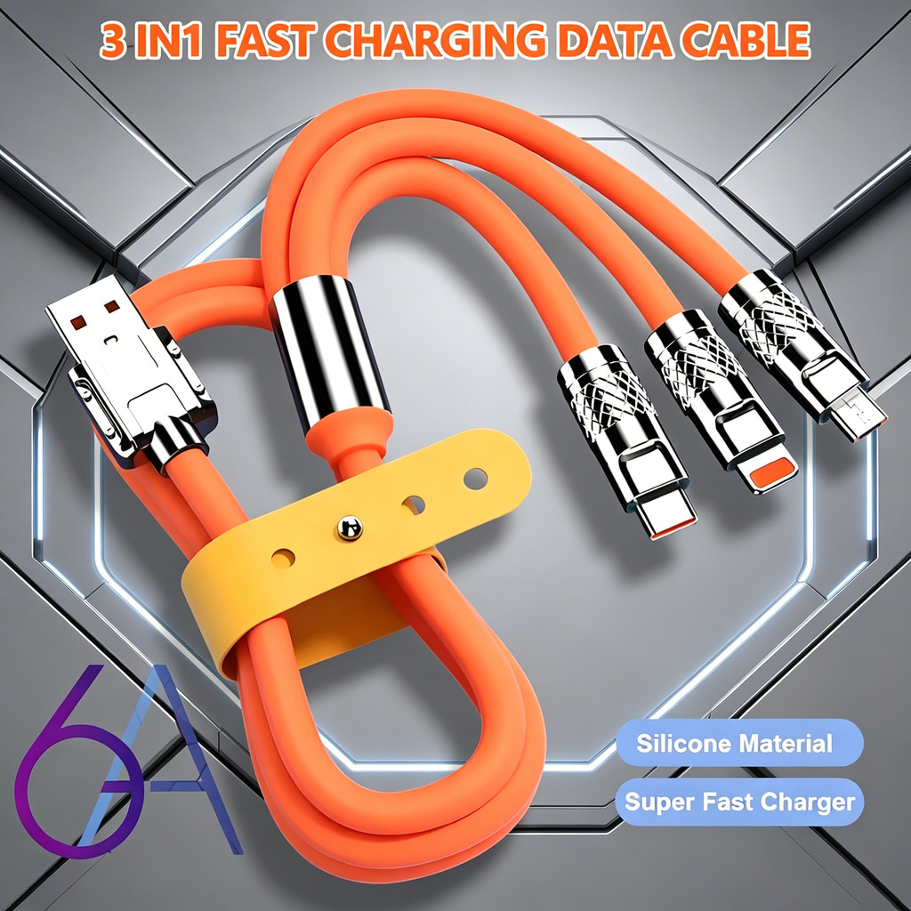 Carregamento rápido de 240W Cabo de dados Apple USB Type-C de carregamento rápido 3 em 1 em silicone