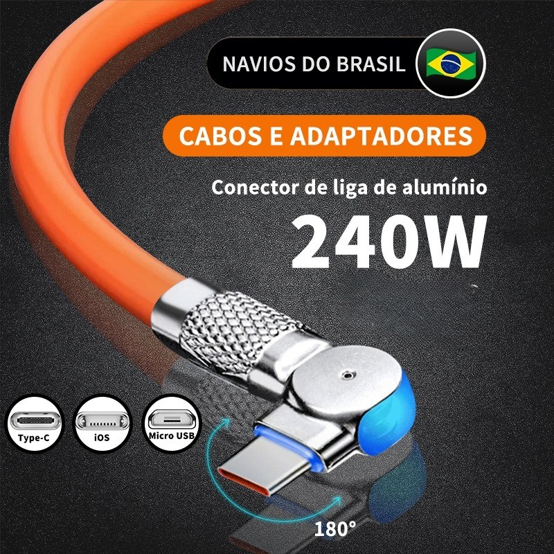 3pcs 240W Tipo-c Micro USB IPhone Cabo De Dados De Carregamento Rápido 6A 1M Silicone