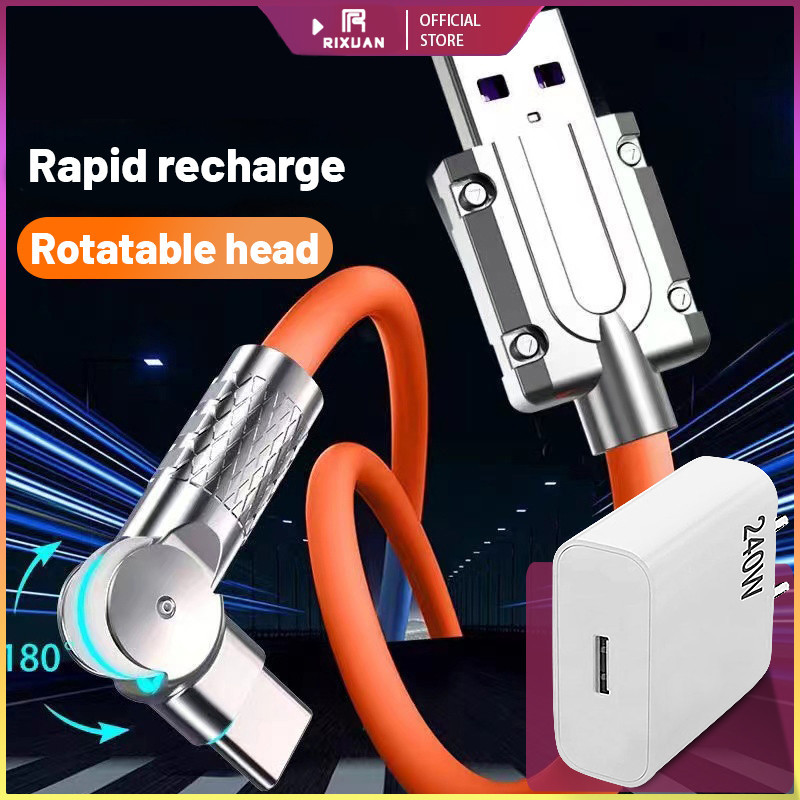 3pcs 240W Carregador Tipo-c Micro USB IPhone Cabo De Dados De Carregamento Rápido 6A 1M Silicone