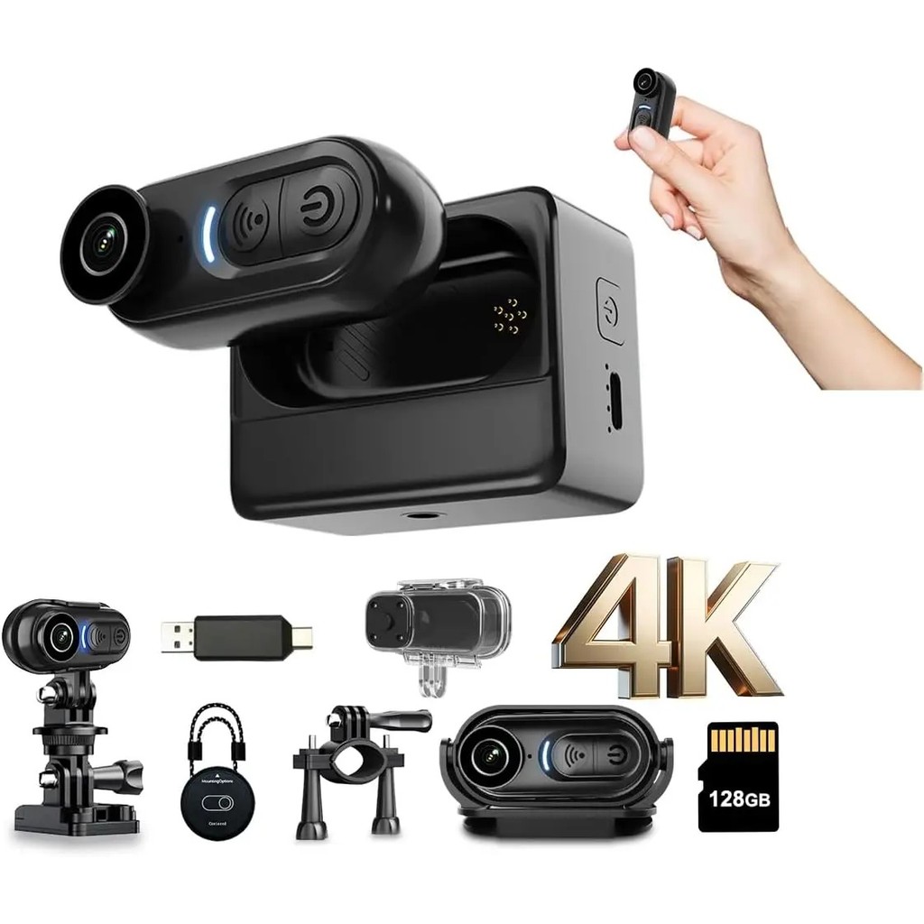 Câmera Magnética Portátil À Prova D'água 4K Para Ciclismo Ao Ar Livre Cachorro Cat Running Video POV Camera