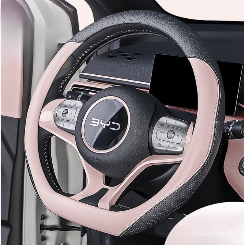 ​     Adequado para BYD Seagull/Dolphin Mini 2020-2026: Capa de volante de couro antiderrapante de 38cm com design respi