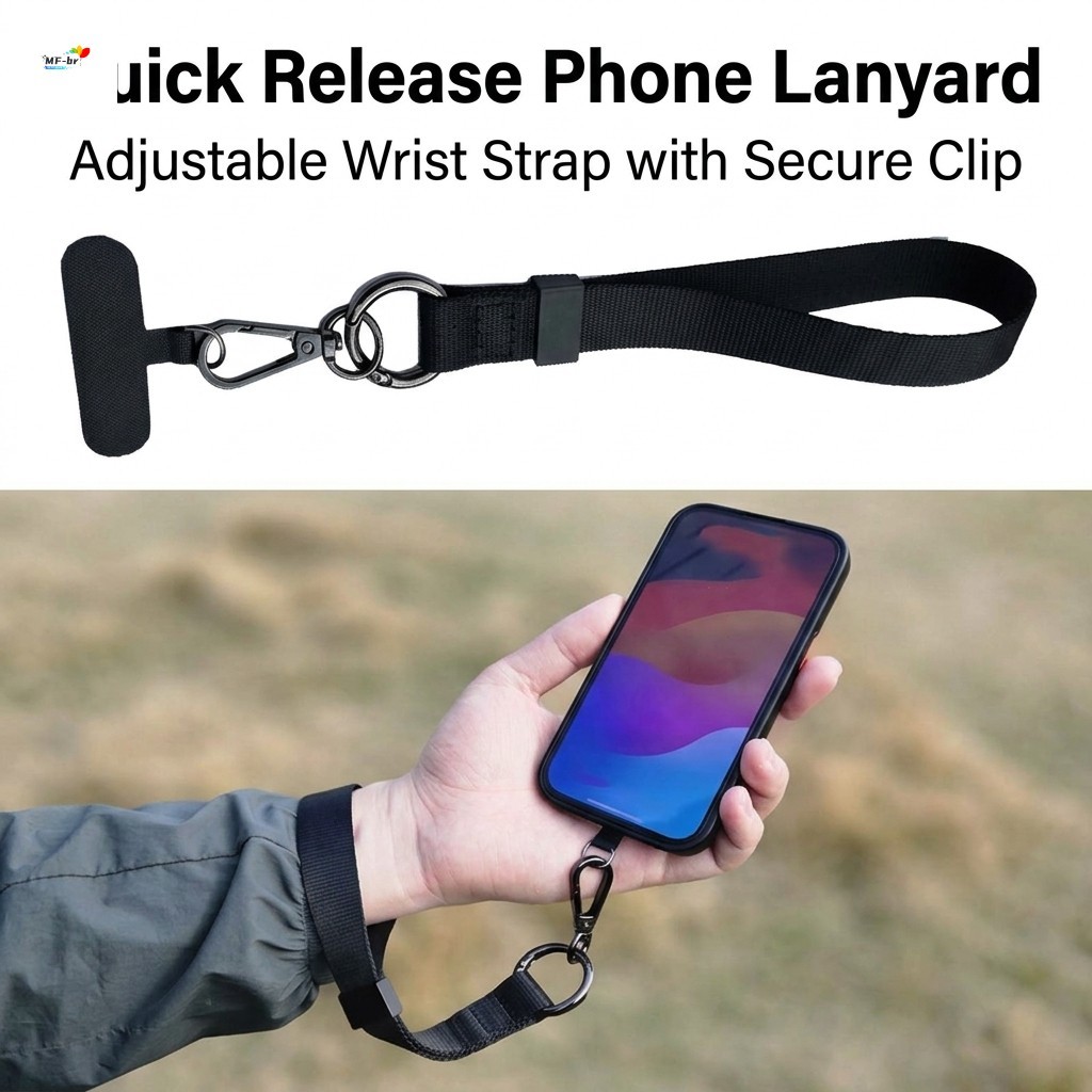 Pulseira Masculina De Liberação Rápida Para Telefone , Cordão Largo Ajustável De Nylon Com Clipe De Liga De Zinco , Cord
