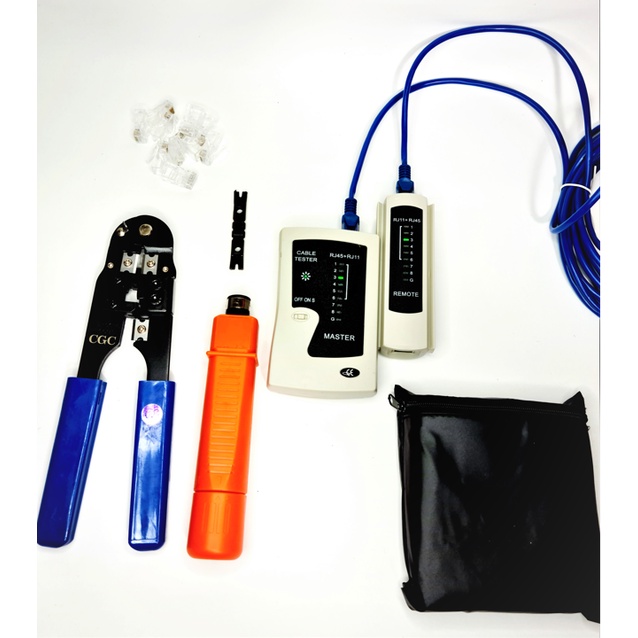KIT ALICATE PUNCH DOWN + ALICATE DE CRIMPAR RJ45 210C + TESTADOR DE REDE