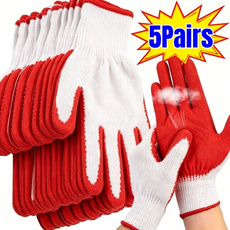 5-1Pairs Luvas Antiderrapantes-Para Segurança De Construção-Respirável Resistente Ao Desgaste-De Proteção Do Trabalho Re