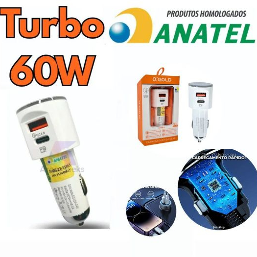 🚗⚡ Carregador Veicular Automotivo CJ-06A 60W – Carga Ultra Rápida com PD3.0 e QC4.0
