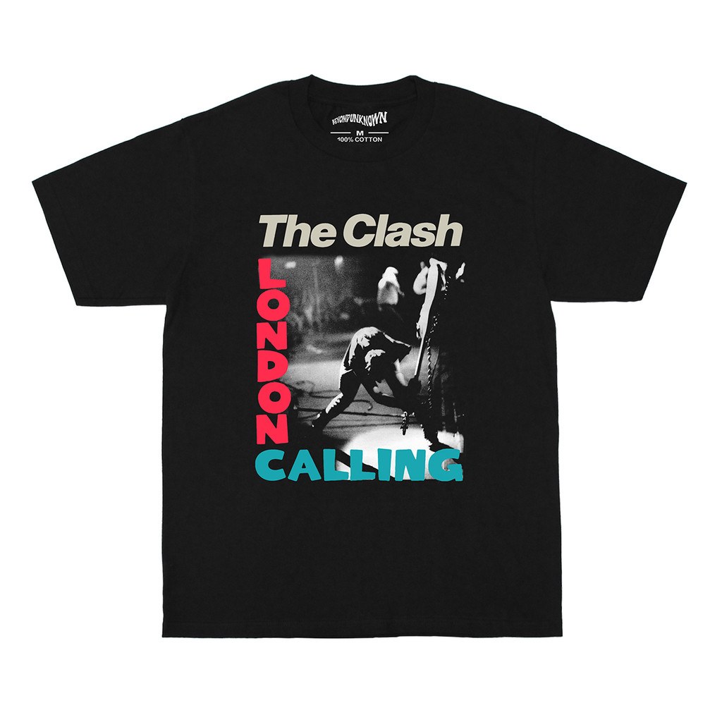 Camiseta Unissex Oversized Plus Size Feminina Masculina Plus Size   The Clash London Calling Capa Clássica Banda Punk