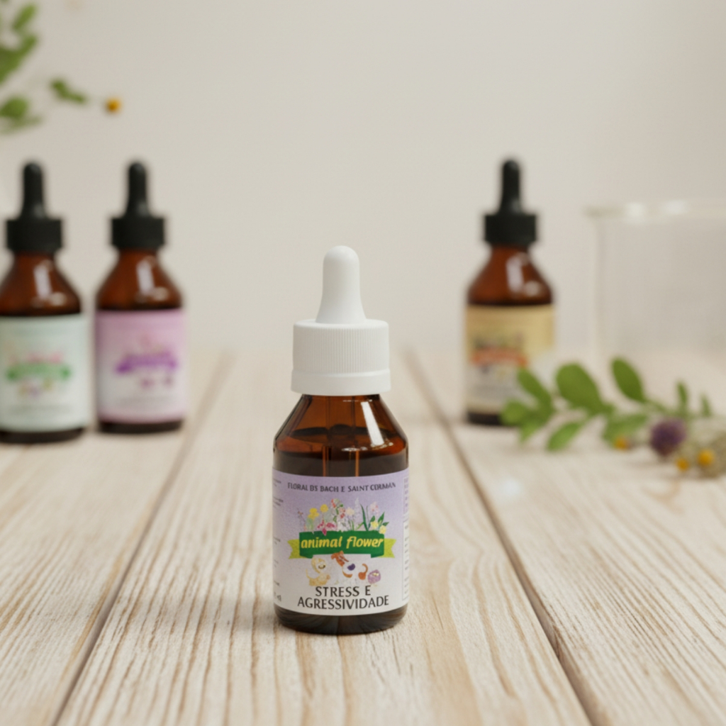 Floral em Gotas 100mL Animal Flower Auxilia no Controle de Agressividade e Stress para Cães e Gatos