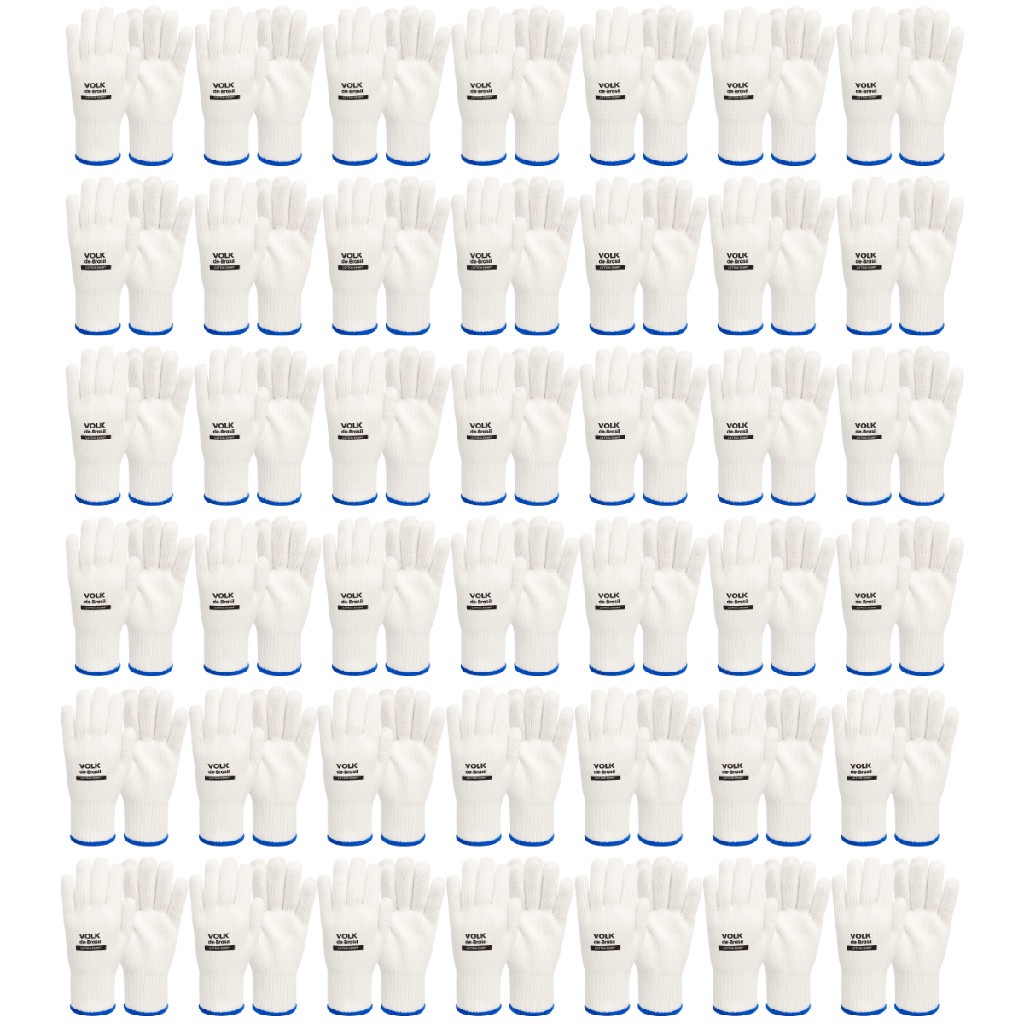 Kit 288 Pares Luva De Malha Algodão Smart Sem Pigmentos Epi