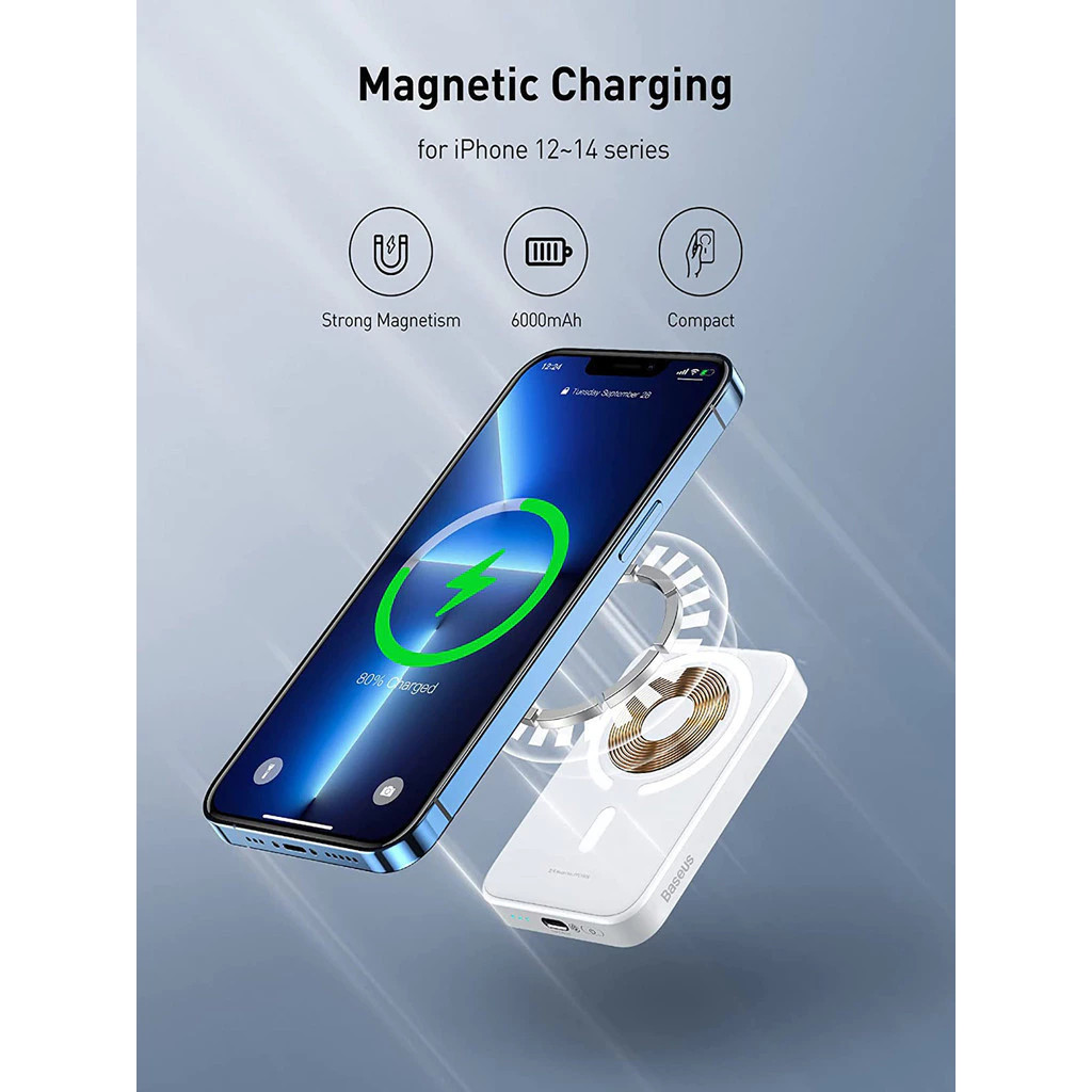 Carregador De Indução Portátil Para iPhone/Android Magsafe Apple Carga De Bateria Sem Fio 5000mOL