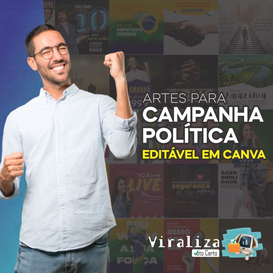 Pack com 200 Artes de Redes Sociais para Campanha Política + Bônus