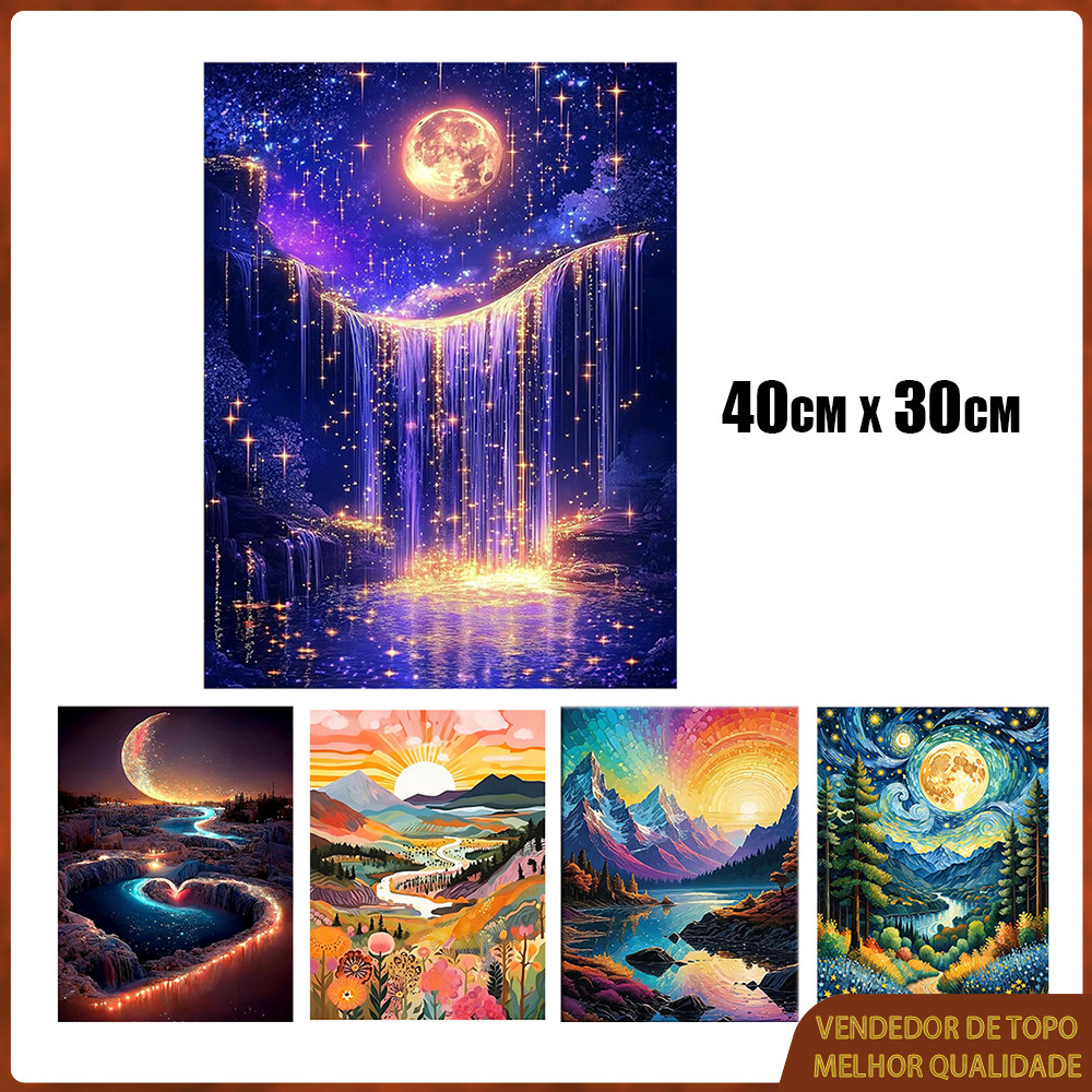 Kit de pintura diamante Quadrado 5D— Estilos versáteis, obras de arte DIY,Série Stellar e Landscape,40x30cm
