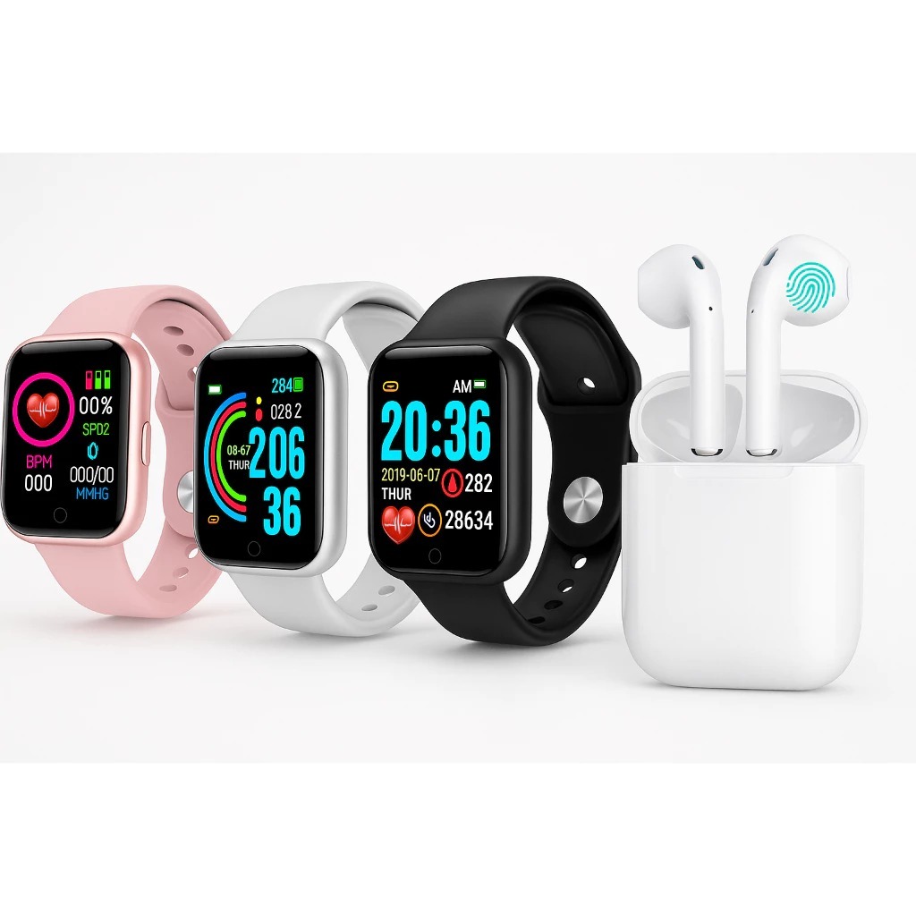 Relógio Smart Digital Smartwatch Inteligente Masculino/Feminino + Fone De Ouvido Sem Fio Bluetooth Display Led
