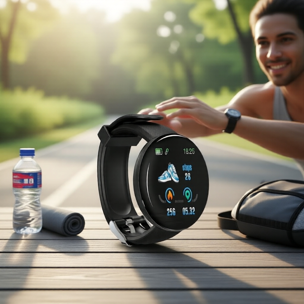 D18 Smart Fitness Tracker com Bluetooth e Display Digital para Android iOS