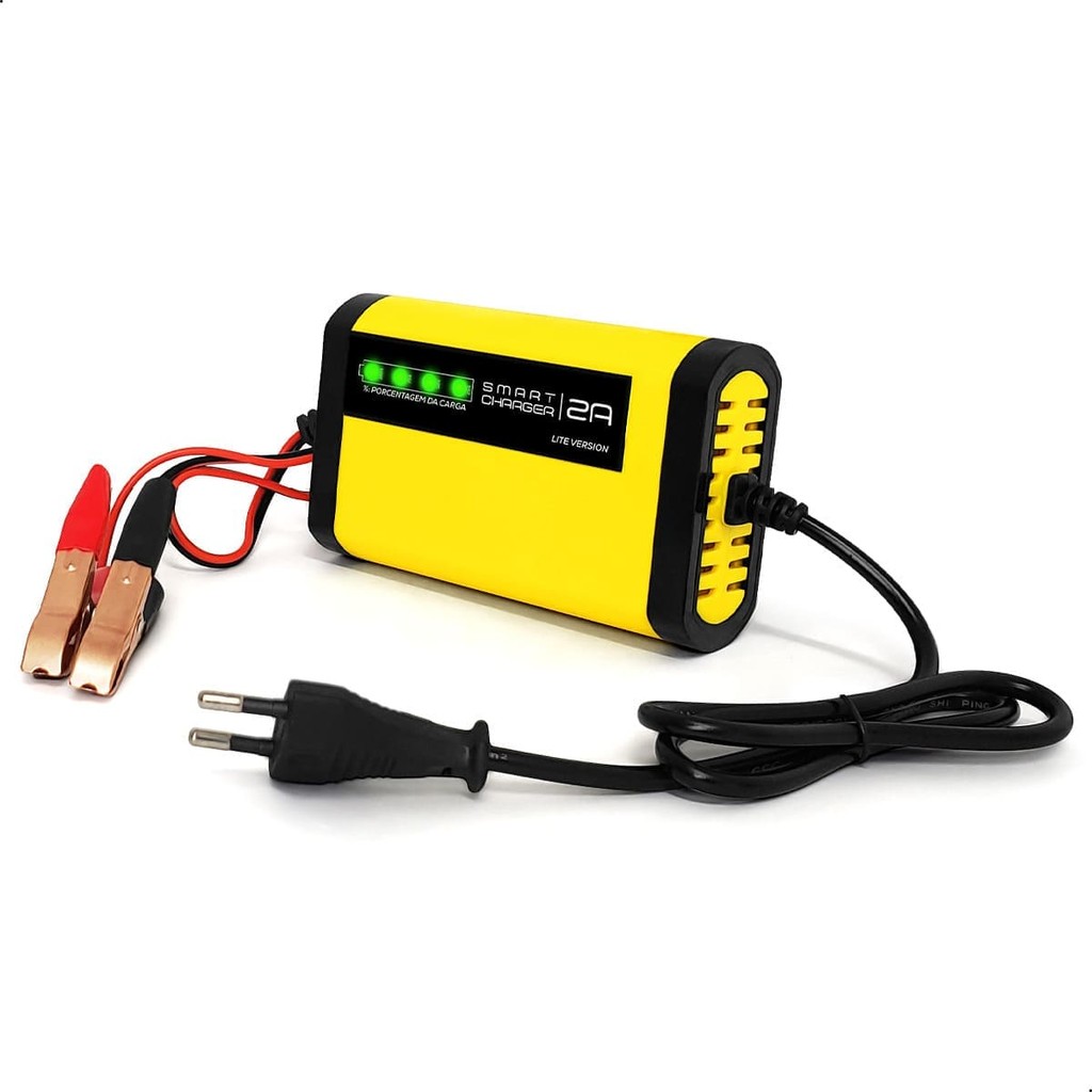 Carregador de Bateria Automotivo Smart Charger 2A LT 12V Display Digital Indicador de Carga Moto