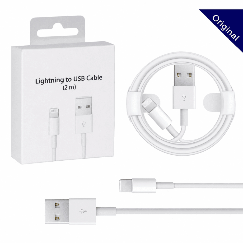 Cabo 1m Lightning USB Branco para Carregador Conector