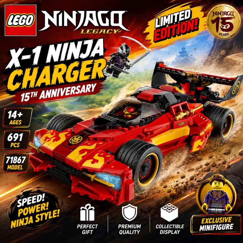 LEGO Ninjago X-1 Ninja Charger 71867 15o Aniversário Edição Limitada Conjunto De Construção 691PCS Race Car Toy Para Ado
