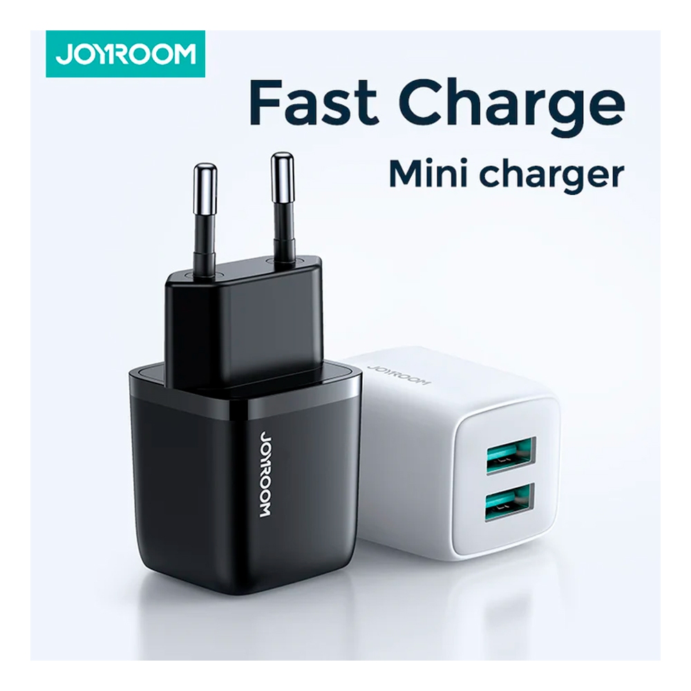 Mini Carregador Rápido Inteligente de Porta Dupla Fast Charge Joyroom L-2A121