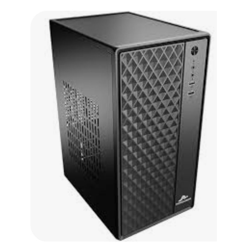 Gabinete Office Monocron MN1684 na cor preta, com painel frontal em ABS com detalhes geométricos A PRONTA ENTREGA!
