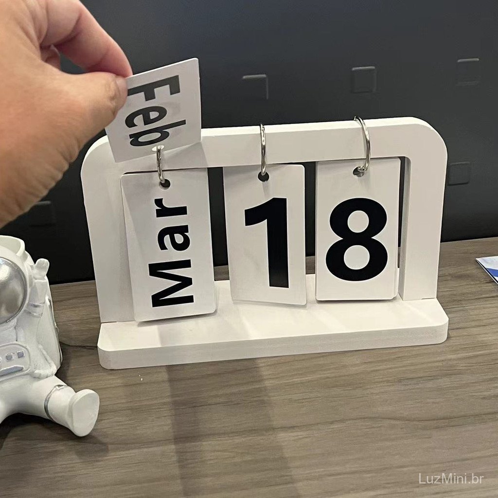 Flip calendário simples casa estudo dormitório Desktop calendário de mesa de madeira calendário perpétuo foto adereços d