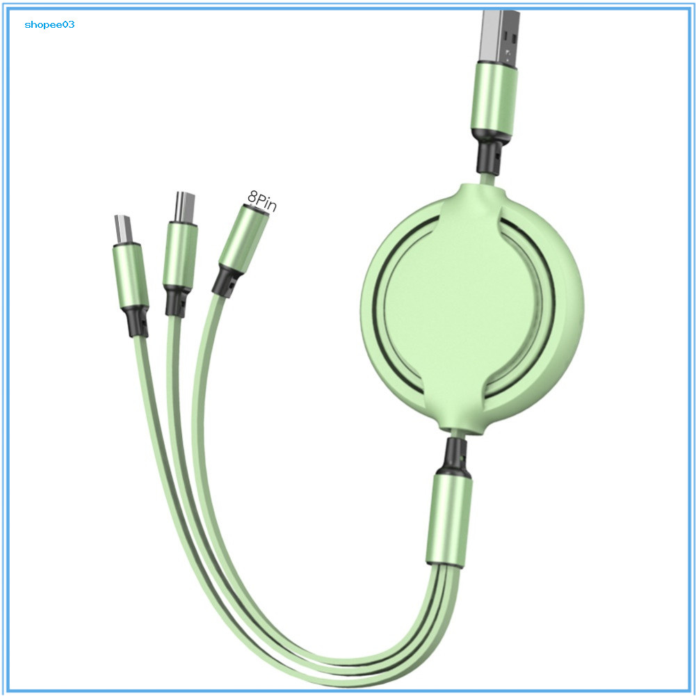 [Ky] Cabo De Retrátil 3 Em 1 Micro USB Tipo C 8Pin Data Sync 3A De Carregamento Rápido