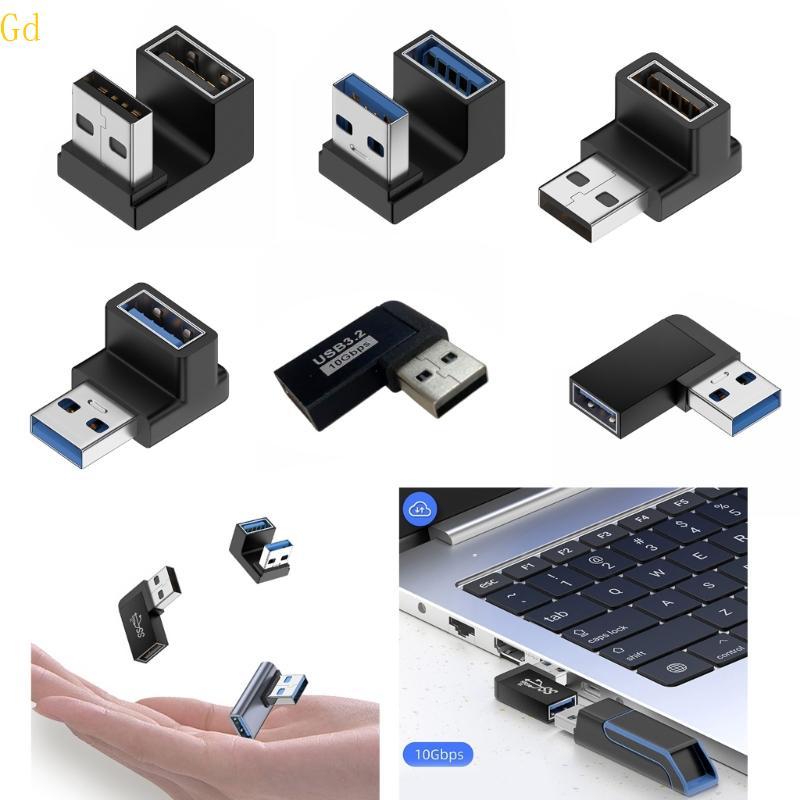 Gd USB 3.0 Para Fêmea Adaptador Extensão Ângulo Reto 90 Graus Cima Conector Baixo 10Gbps Laptop PC