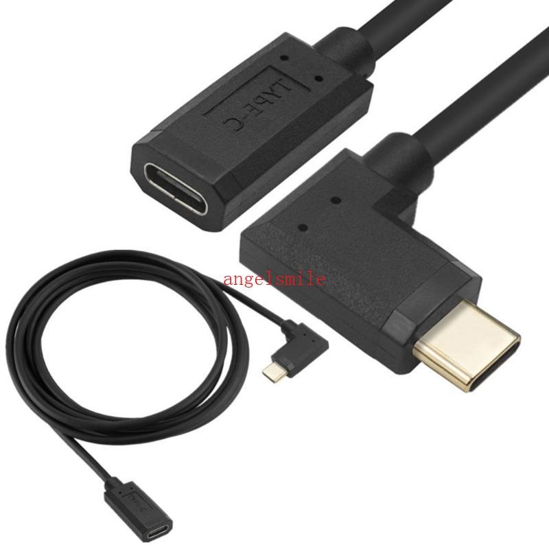 10Gbps USB C Para Fêmea Ângulo Reto Carregamento Substituição Sincronização Telefone Table
