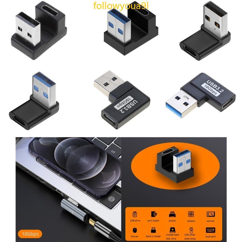 Fol Tipo C Fêmea Para USB 3.0 Conversor 10Gbps 90 Graus Angular Conector Extensão