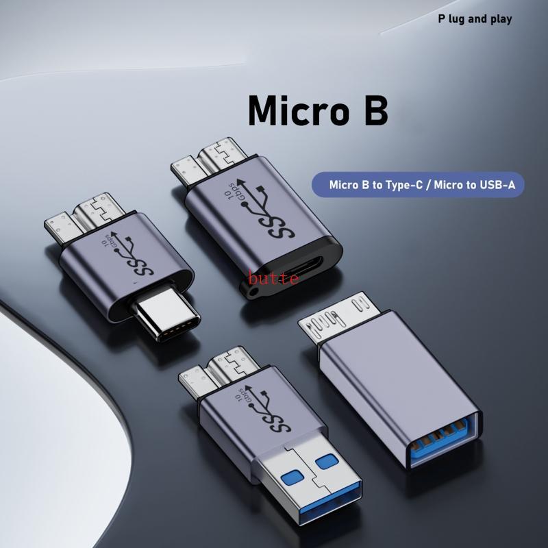 butte USB3 0 Type C Fêmea Para MicroB Conversor 10Gbps USB Adaptador