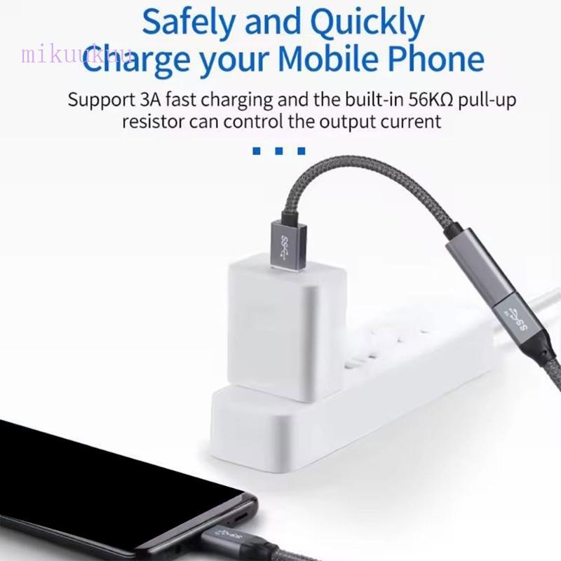 MIku Alumínio USB 3 1 Para Tipo C Fêmea Adaptador 10Gbps Sincronização Carregamento Rápido 3A