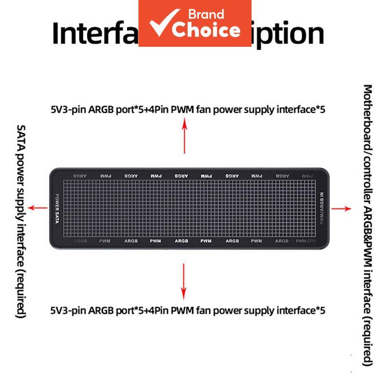 TEUCER HC-10P Hub Controladora 2 em 1 ARGB & PWM, 1 para 10 portas, fixação magnética, para iluminação de ventilador e