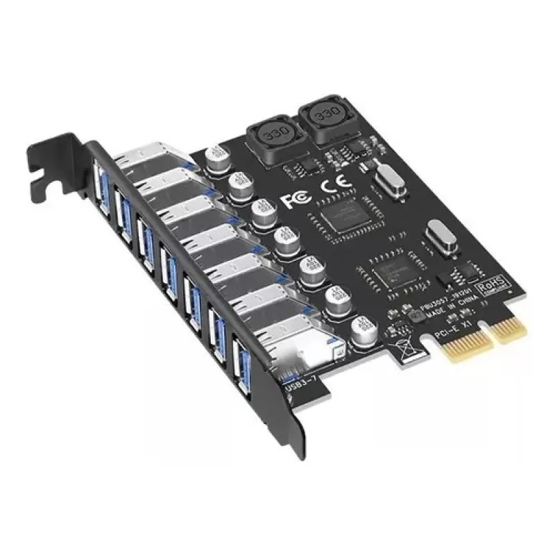 Placa Pci-e Com 7 Portas Usb 3.0 Com Modulo De Alimentação