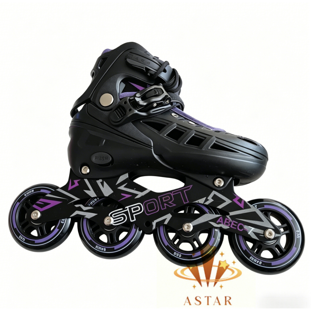 Patins Roller Inline De 4 Rodas Reto Preto Boa Qualidade 32-43 Professional Masculino Feminino
