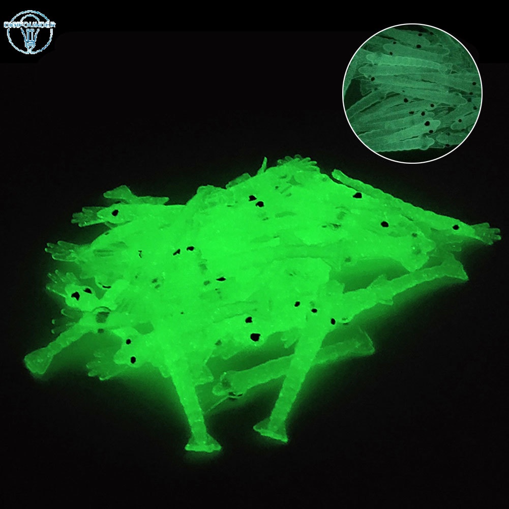 DG Isca de Pesca Camarão Luminescente 4cm 100pcs/ Lote Silicone Macio Artificial para Bass, Walleye, Truta e Crappie