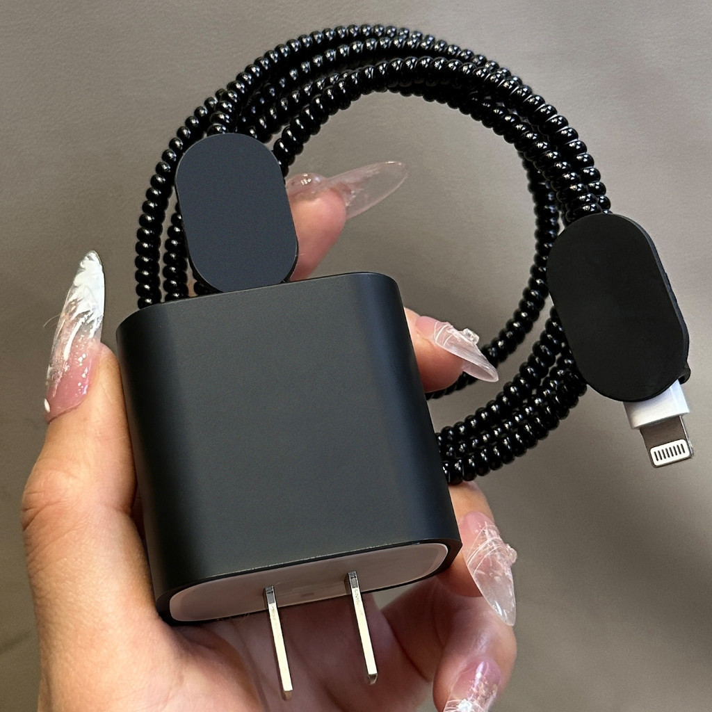 Conjunto De Capa Protetora Para Carregador Apple 20W , Preto Fosco , anti-Quebra Riscos , Resistente À Sujeira E