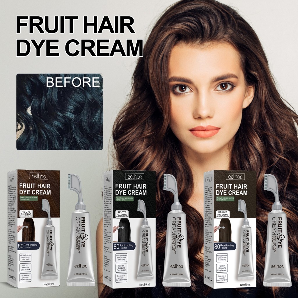 Creme Colorante para Cabelo com Corante Natural para Cobertura de Cabelos Brancos - 80ml