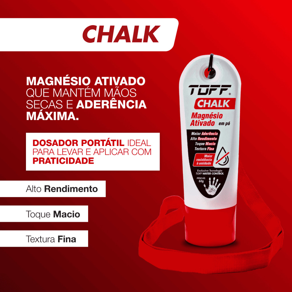 Magnésio Ativado Em Pó Com Dosador Portátil 60g Toff Chalk Cor Branco