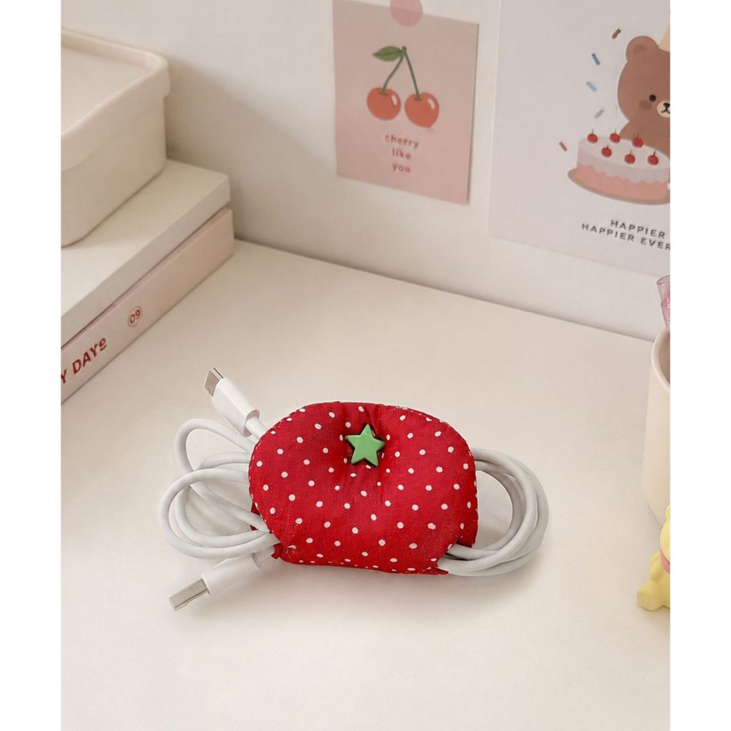 DEDERIT Dot Tomato Suporte Para Cabo De Fone De Ouvido 6x5cm Mini Organizador De Vermelho 1 Unidade