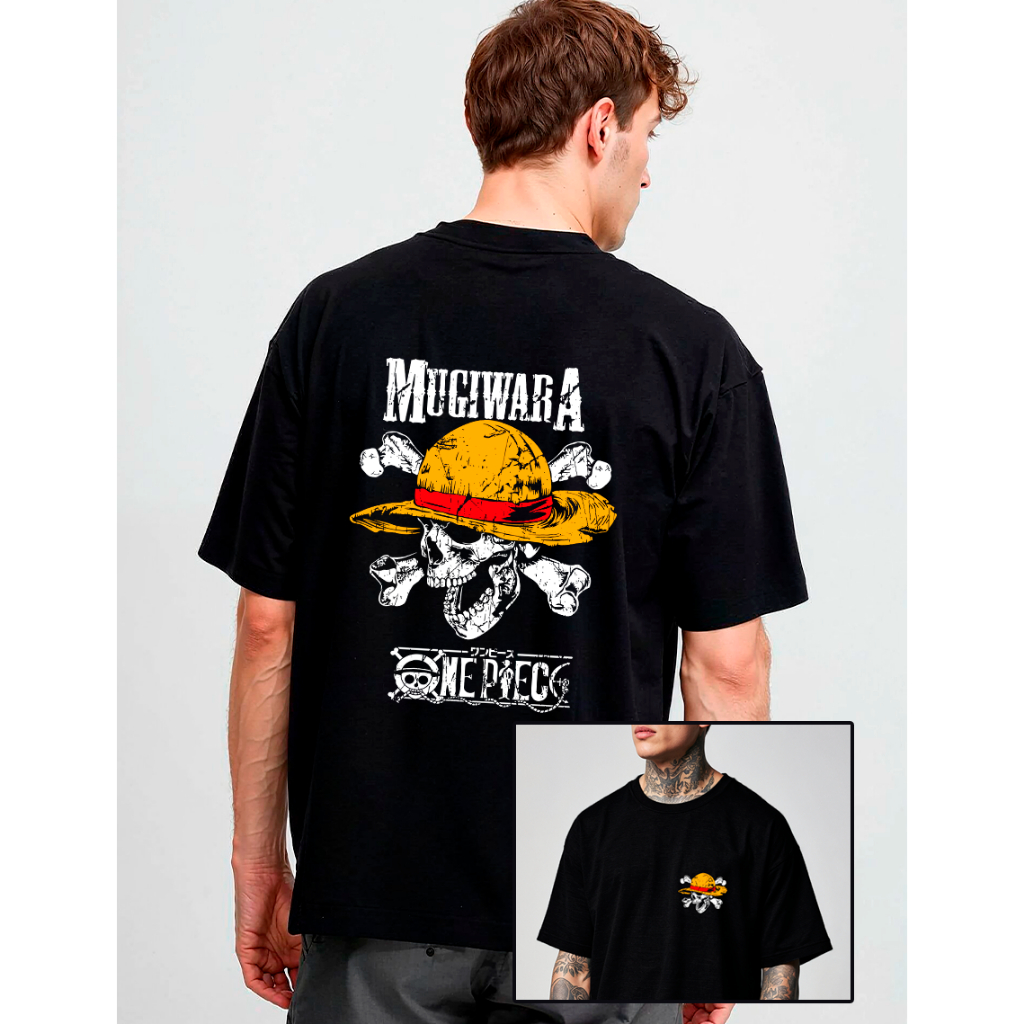 Camiseta ONE PIECE MUGIWARA 100% algodão Streetwear Unissex Anime Mangá Quadrihos Monkey D. Luffy