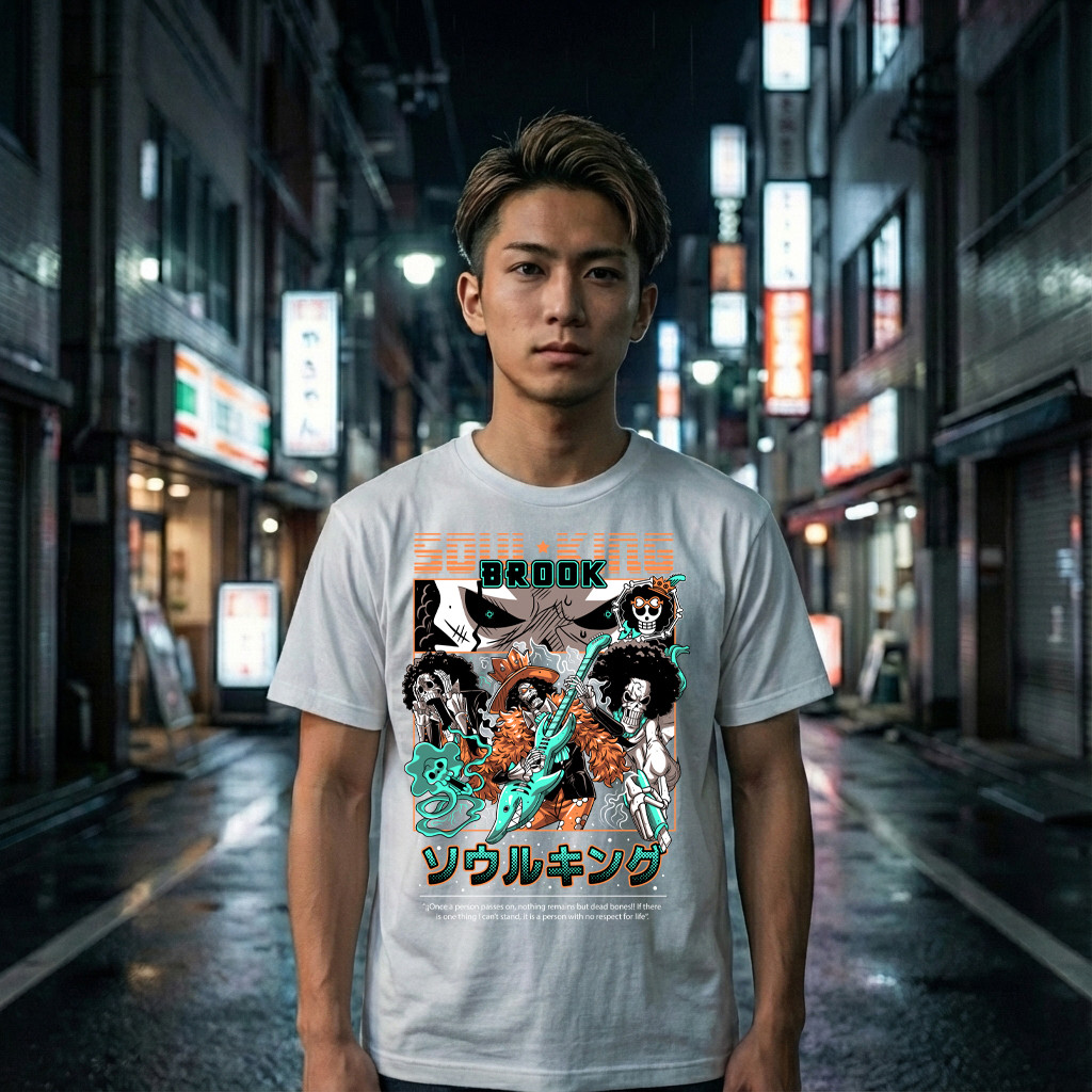 Camiseta Básica 100% Algodão Anime Estampa Brook One Piece