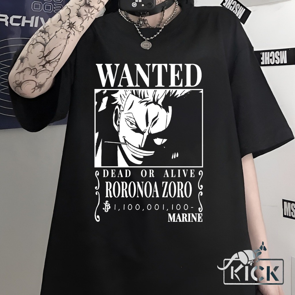 Camisa Camiseta unissex One Piece Zoro Wanted  100% algodão