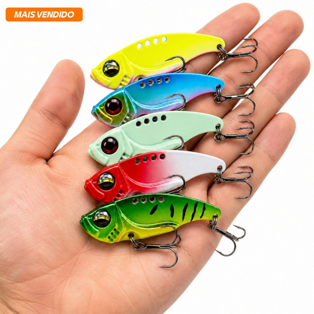 Isca Artificial Tilápia Ferrinho Kit 5un 5g 10g Pesca Vibration Blade Lâmina Pescaria Garateia