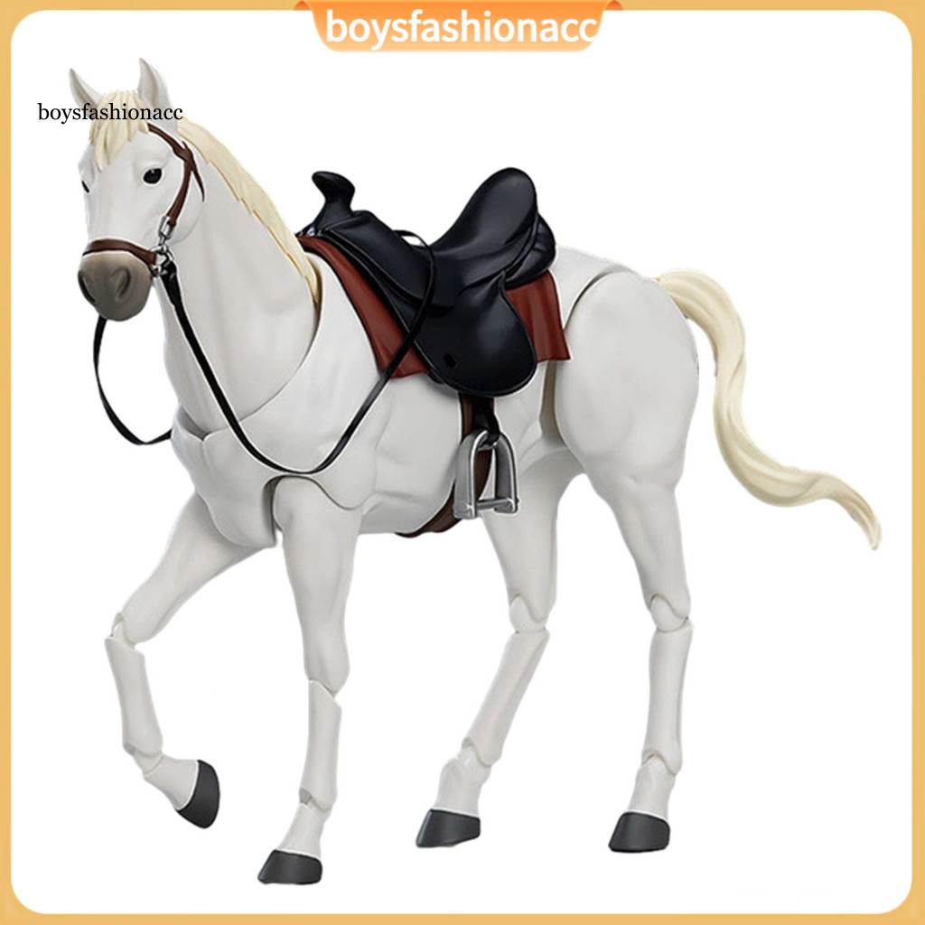 Pvc Movable Joint Horse Figure with Saddle – Realistic Miniature Model Collectible Toy Decoration Ornament for Kids an