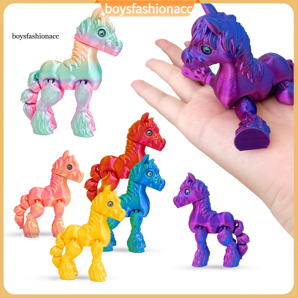 3d Printed Movable Joint Horse Figurine Pony Stress Relief Fidget Toy Educational Animal Model Desktop Decoration Orname